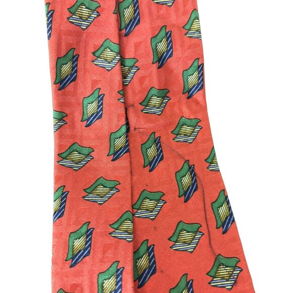 Aquascutum of London Red Green Blue Silk Tie Hand Made U.S.A - Picture 6 of 6